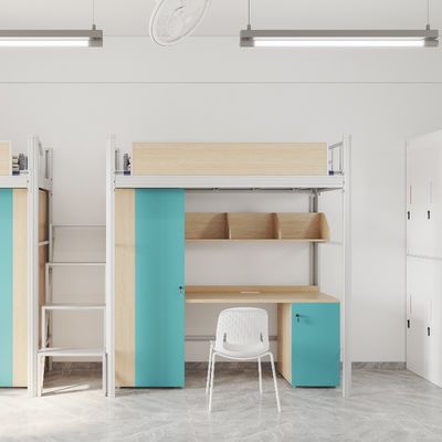 Stable and Durable ISO9001 Certified Bunk Bed with Desk for Student Dormitory Furniture
