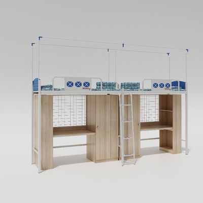 Conventional simple multi-functional student dormitory with curtain frame bed under the table