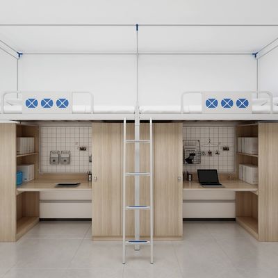 Conventional simple multi-functional student dormitory with curtain frame bed under the table