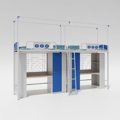Conventional simple multi-functional student dormitory with curtain frame bed under the table