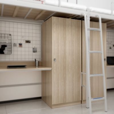 Conventional simple multi-functional student dormitory with curtain frame bed under the table