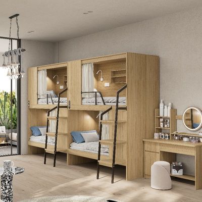 kupować Nowoczesne mieszkanie z drewnianymi łóżkami i stalowymi schodami online manufacture