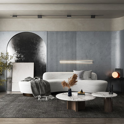 kupować Wsparcie dostosowania Nordic Minimalism Skórzana kanapa zestaw, Biuro, sypialnia, Innowacyjny projekt łuku, Metalowe nogi, Trzy miejsca, tkanina online manufacture