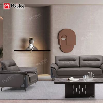 kupować Sofa biurowa i stół kawowy, nowoczesna recepcja biznesowa, lekka, luksusowa, skóra, trójmiejscowa sofa online manufacture
