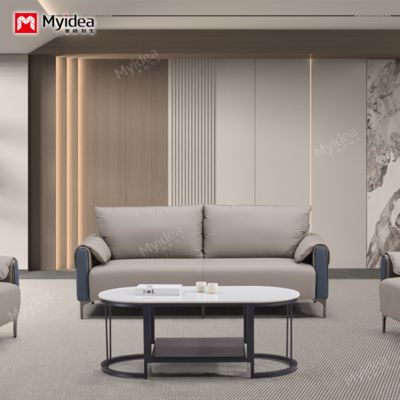 kupować Nowoczesny luksusowy biurowy kanapa ze skórzanym stołem kawowym recepcja biznesowa właściciel firmy negocjacje hotel lobby sklep salon online manufacture