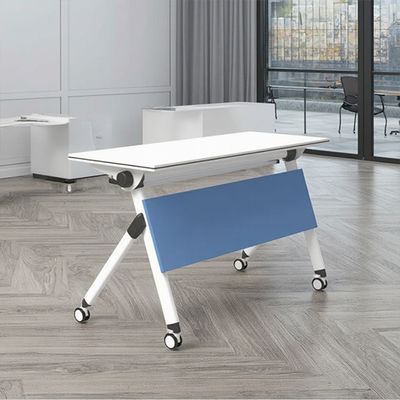 Minimally Designed Steel Legged Foldable Training Table For Easy Mobility, With A Learning Board And A Single Person Conference Table