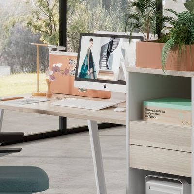 Staff Desk With Storage Cabinet Facing Two People, Foshan Popular Office Furniture, Desk Screen, Staff Workstation