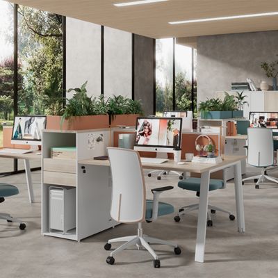 Staff Desk With Storage Cabinet Facing Two People, Foshan Popular Office Furniture, Desk Screen, Staff Workstation