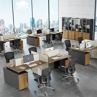 Staff Desk Facing Two Or More People With Screen, Staff Computer Desk