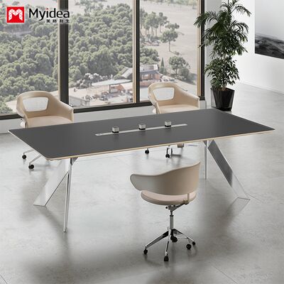 customization Eleganthigh-end, fashionable office and conference table with shiny stainless steel feet, soft and comfortable skin feel fabric