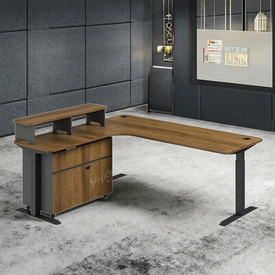 L-shaped Electric Lifting Table with Movable Sub Cabinet Storage Space, Main Desk with Cable Collection System, Office Desk