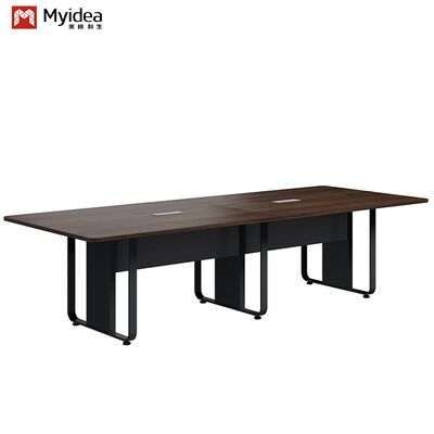 kupować Nowoczesny design Ciemne drewno Ziarno Stół konferencyjny z nogami ze stali walcowanej na zimno Meble biurowe do sal konferencyjnych i negocjacyjnych Fabryka hurtowa online manufacture