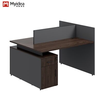 Modern Wooden Workstation Desks with Storage Space Facing Each Other Freestanding Design Easy Assembly