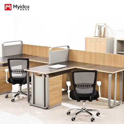 Modern Minimalist Two Person Combination Office Desk with Screen, Card Holder Partition, Multi Person Combination Staff Desk