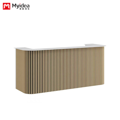 kupować ustomization Wooden Grating Front Desk Desk Recepcja biurowa Recepcja biurowa, White Mountain Patterned Rock Board, Moderne i proste recepcje online manufacture