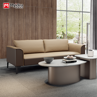 kupować Nowoczesna sofa recepcyjna biurowa Podpórka pod stopy ze stali stopu aluminium Skórzana sofa Gąbka o dużej gęstości Negocjacja Recepcja online manufacture