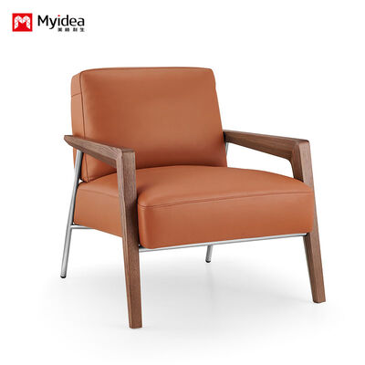 kupić Executive Single-Seat Leather Lounge Sofa z wysoką gęstością odbicia pianki, drewna popiołowego + nogi ze stali nierdzewnej online manufacture
