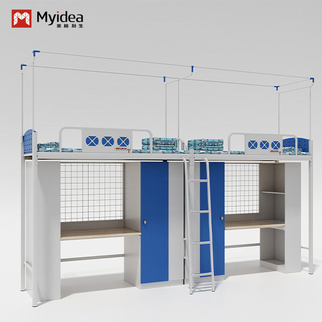 Conventional simple multi-functional student dormitory with curtain frame bed under the table